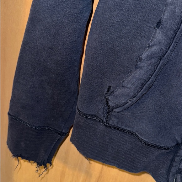 Hollister Heavy Distressed Dark Blue Zip-Up Hoodie - Picture 3 of 6